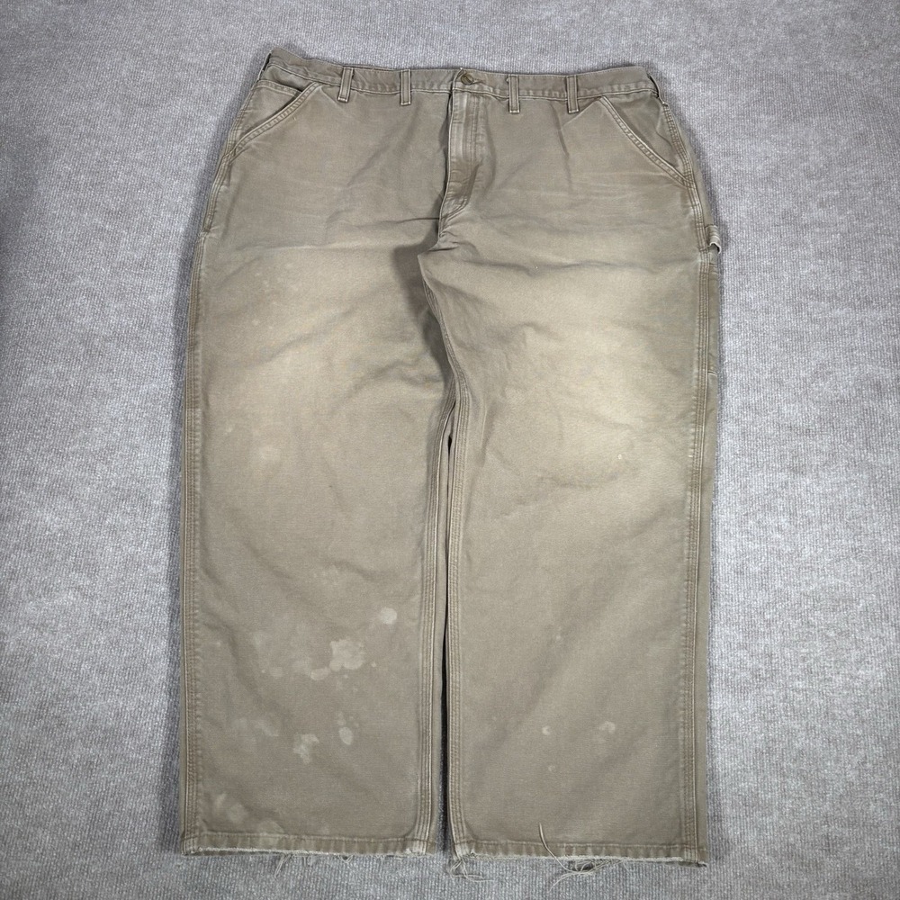Carhartt Pants Mens 42x29 (Tag 46x30) Loose Straight Brown Canvas Distressed B11
